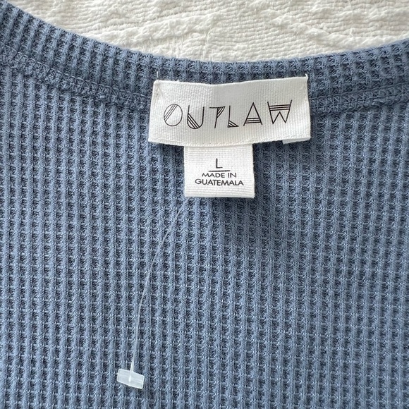 OUTLAW: Women Blue Lace Up Tie Front Crop Top, Size L - Picture 7 of 13